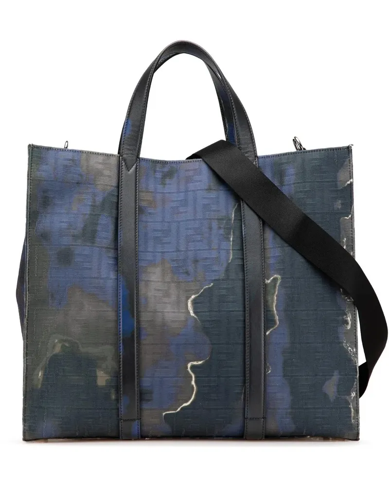Fendi Hobo Bags Large Zucca Jacquard Tie Dye Sunset Shopper Tote blau Blau