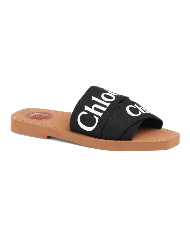 Chloé Sandalen Woody Slides With Bold Logo And Comfortable Strap schwarz Schwarz