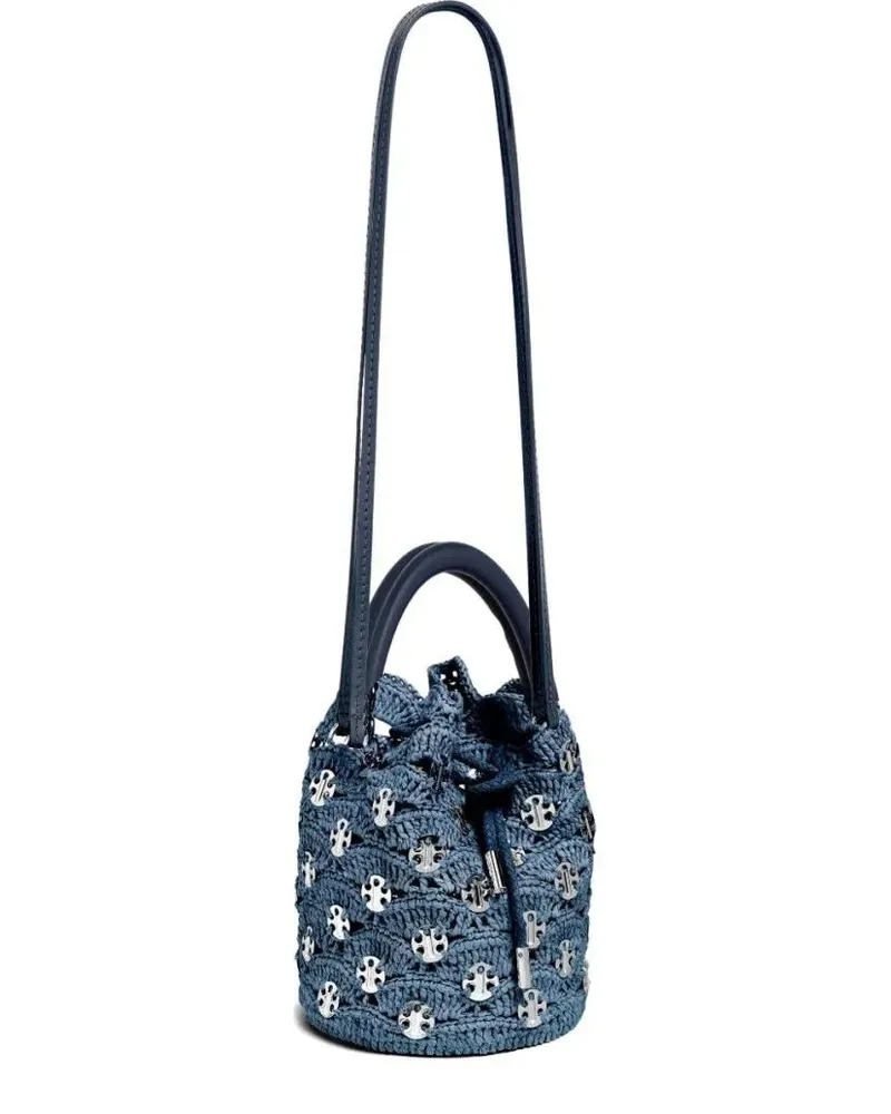 Paco Rabanne Hobo Bags Woven Raffia Shoulder Bag With Brass Hardware grau Grau