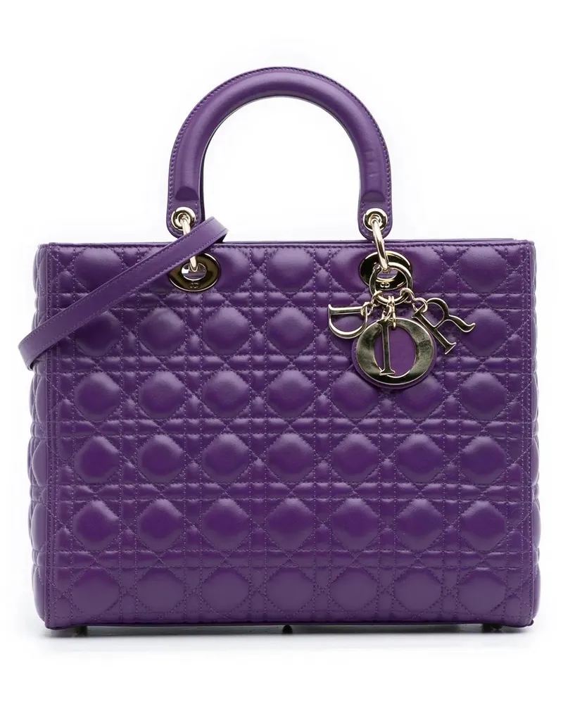 Dior Hobo Bags Large Lambskin Cannage Lady Dior orange Orange