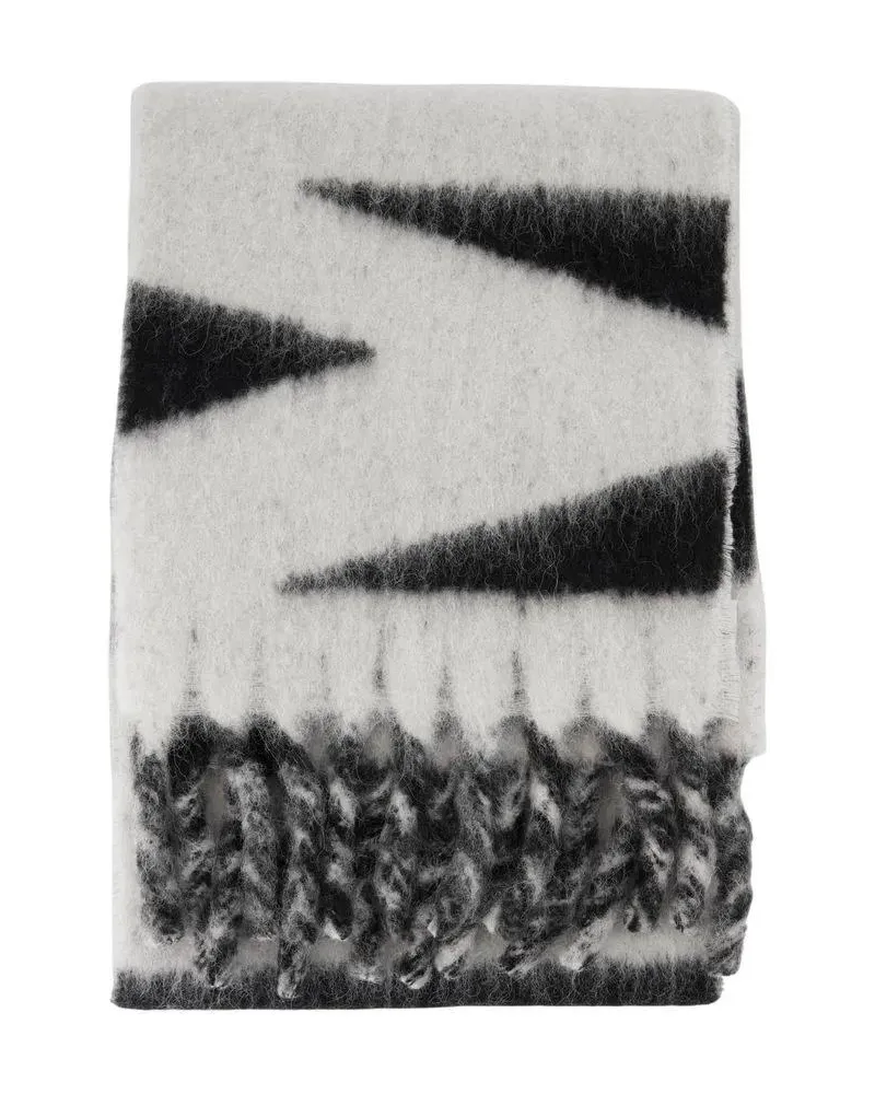 Isabel Marant Tücher & Schals Oversized Wool Scarf With Bold Graphic Pattern grau Grau