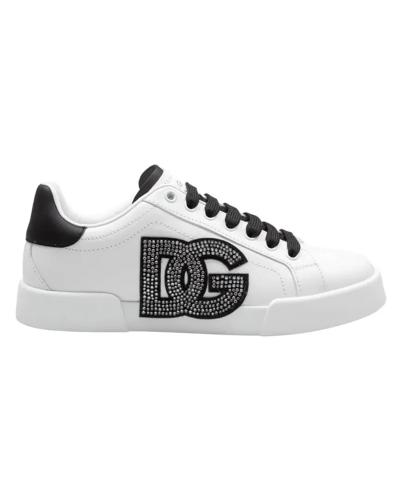 Dolce & Gabbana Low-Top Sneaker Portofino Light Leather Sneakers With Dg Logo weiß Weiß