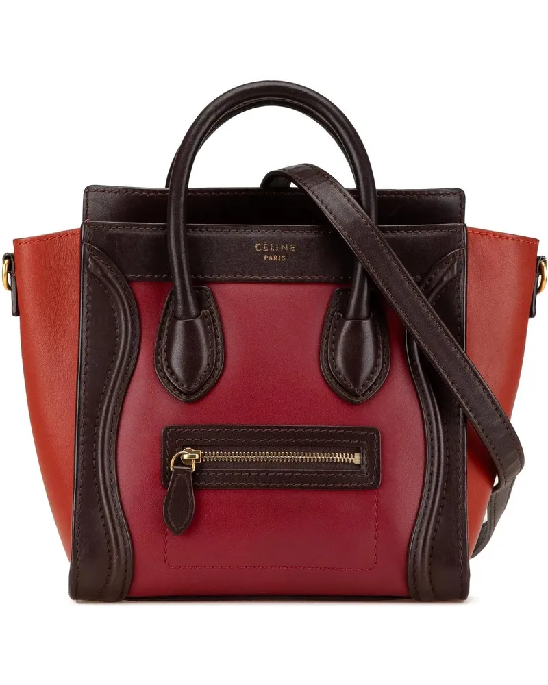 Celine Hobo Bags 2013 Nano Tricolor Leather Luggage Tote rot Rot