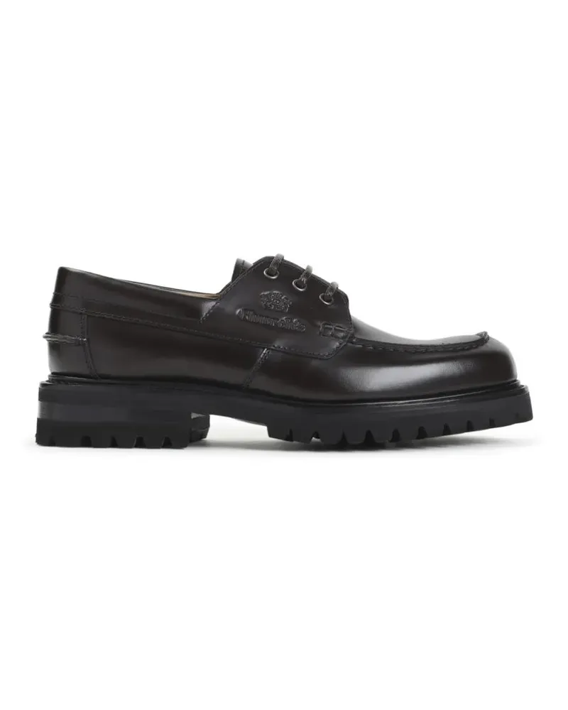 Church's Loafer Moc Toe Black Calf Leather Shoes With Chunky Rubbe schwarz Schwarz