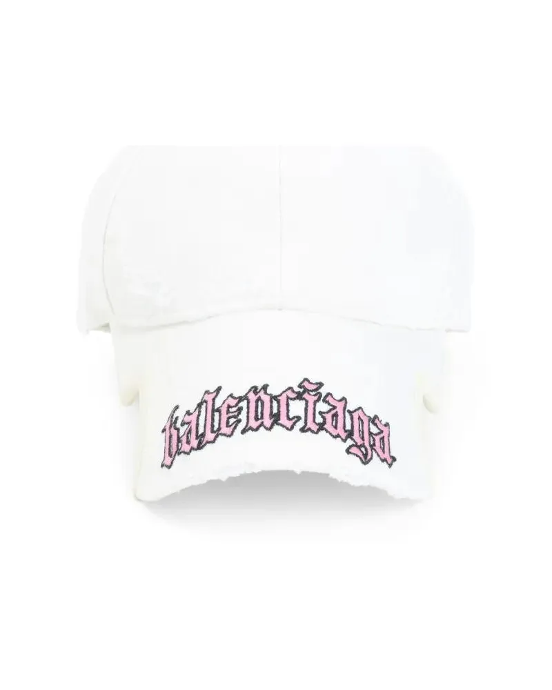 Balenciaga Caps & Mützen Curved Brim Cotton Baseball Cap weiß Weiß