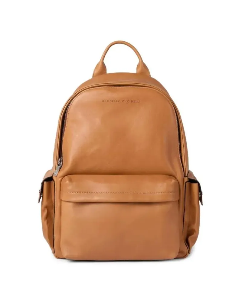 Brunello Cucinelli Rucksäcke Structured Leather Backpack With Interior Organiza braun Braun