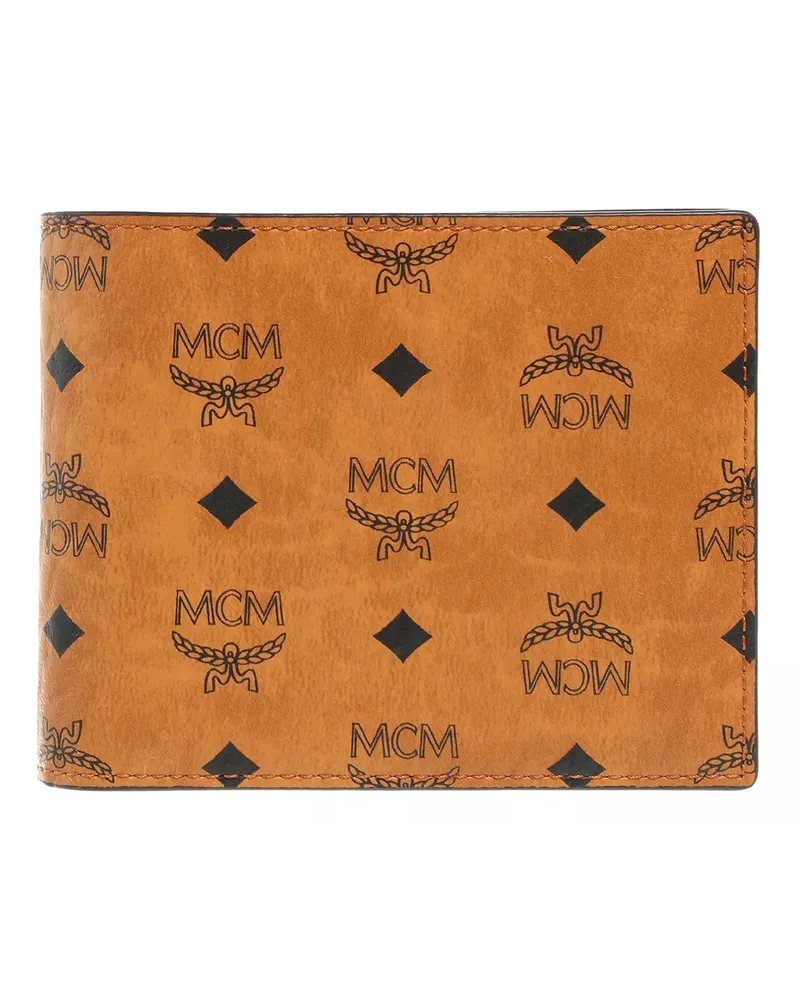 MCM Portemonnaies Aren Visetos Small Wallet Cognacbraun