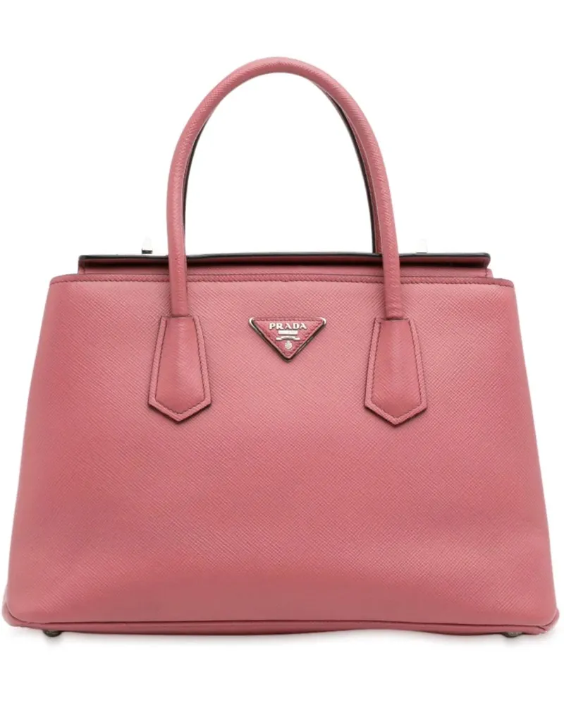 Prada Hobo Bags Saffiano Cuir Turnlock Twin Satchel rosa Gold