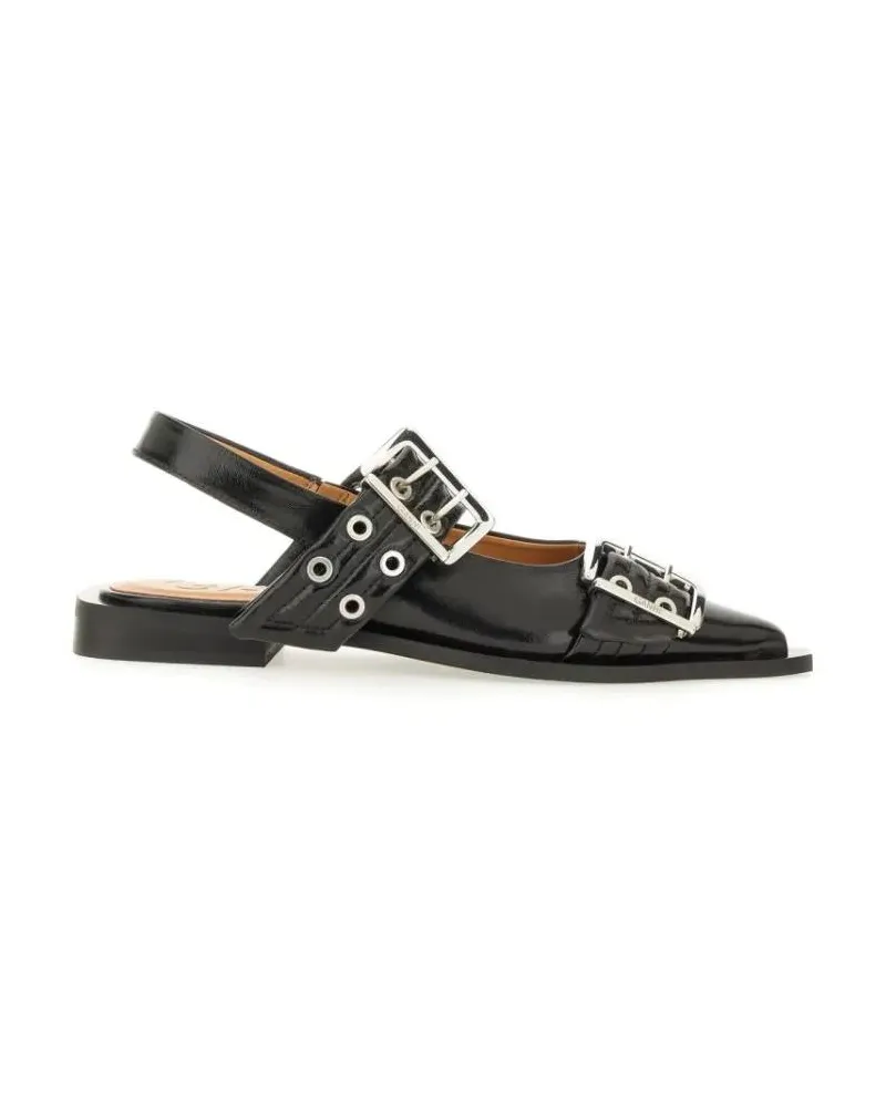 Ganni Pointed Toe Ballerina Flats schwarz Schwarz
