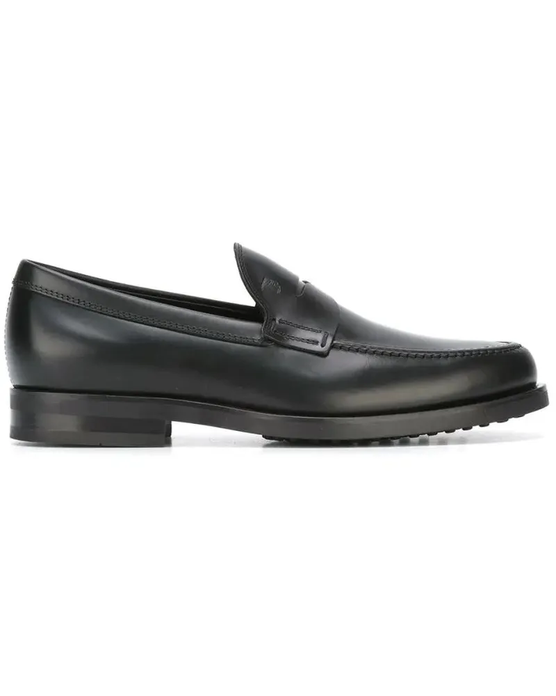 TOD'S Loafer Part-Open Black Leather Loafers schwarz Schwarz