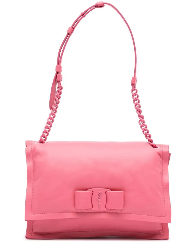 Ferragamo Hobo Bags Padded Leather Viva Bow Crossbody rosa Gold