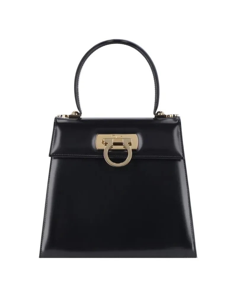 Ferragamo Crossbody Bags Iconic Medium Handbag – Black schwarz Schwarz