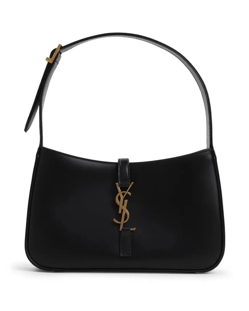 Saint Laurent Hobo Bags Black Leather Hobo Bag With Hardware schwarz Schwarz