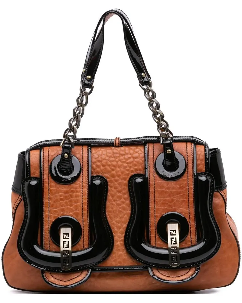 Fendi Crossbody Bags Medium Leather B Bag Top Handle Bag braun Braun