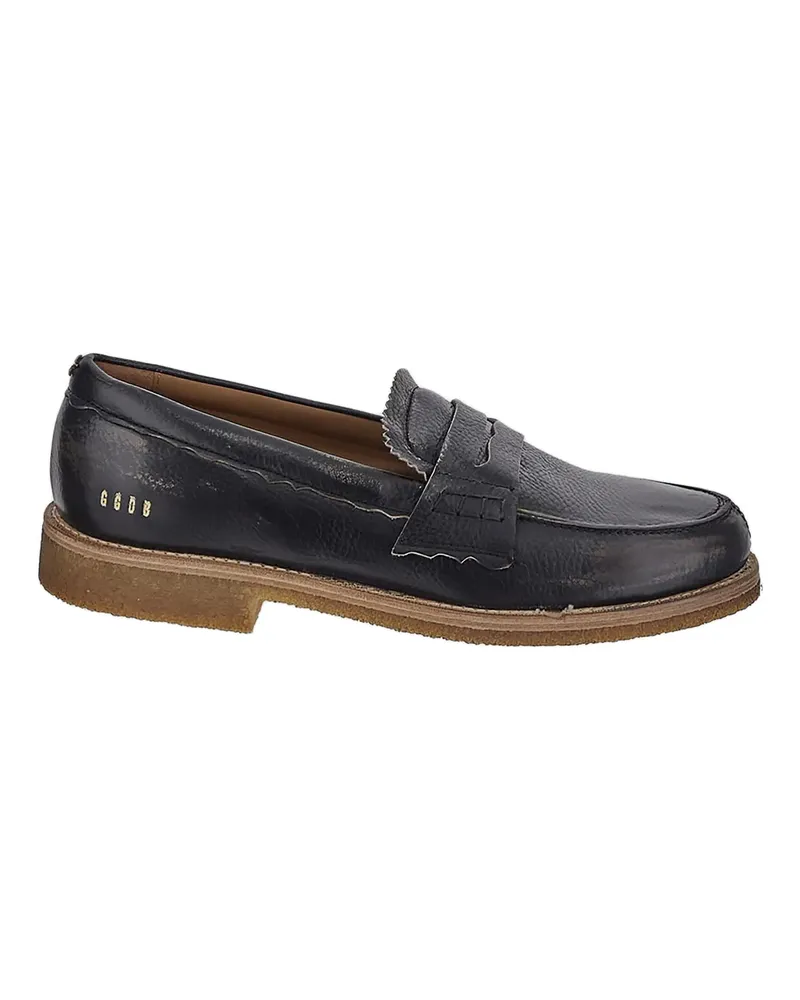 Golden Goose Low-Top Sneaker Distressed Black Leather Loafers With Vintage Char schwarz Schwarz