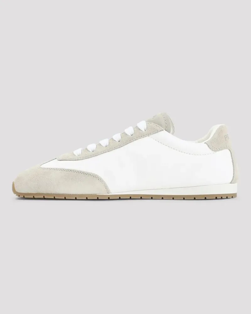 Prada Low-Top Sneaker Ivory And Beige Calf Leather Sneakers weiß Weiß