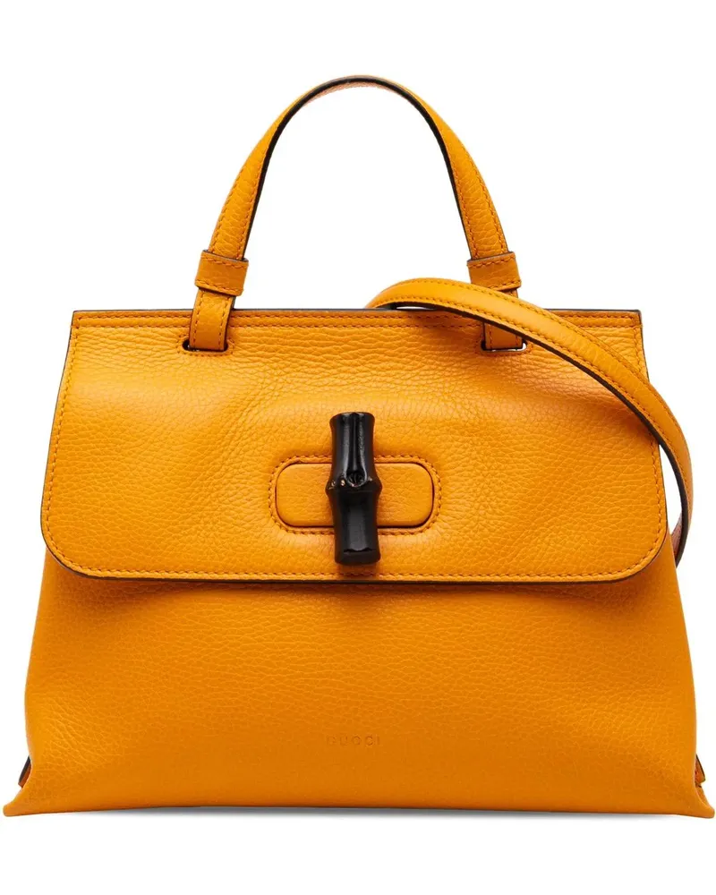 Gucci Hobo Bags Small Leather Bamboo Daily Satchel orange Orange