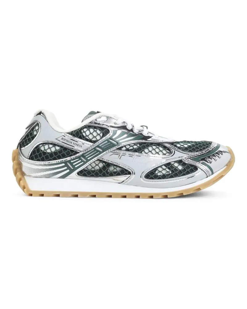 Bottega Veneta Low-Top Sneaker Multi-Layer Silver Mesh Sneakers With Lace-Up Desi grau Grau