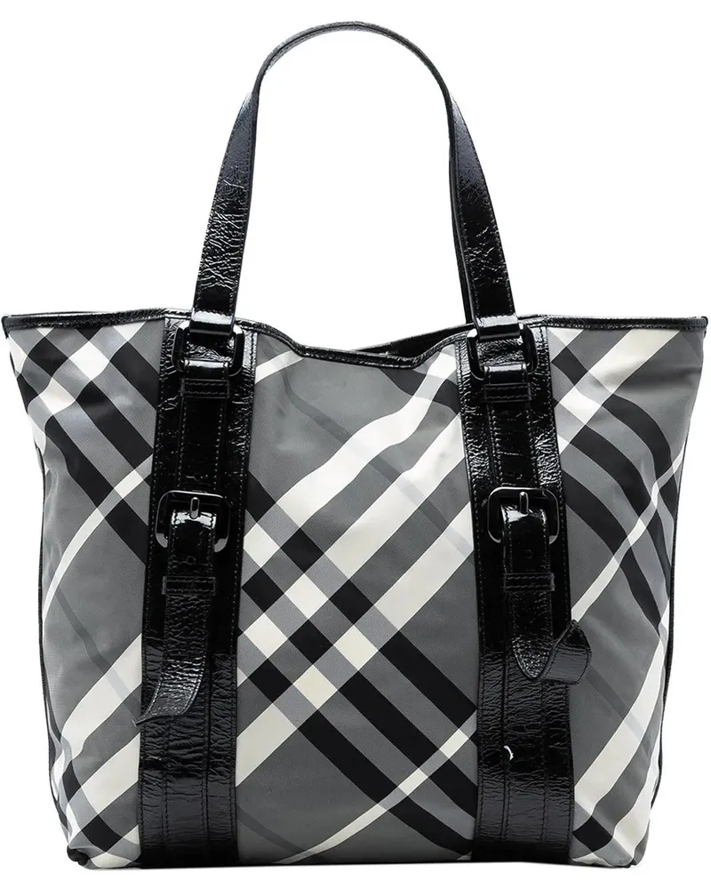Burberry Shopper Medium Beat Check Nylon Victoria Tote grau Grau