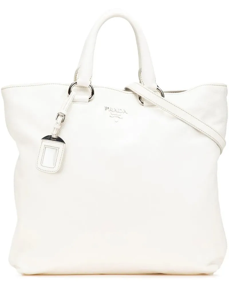 Prada Hobo Bags 2000-2024 Vitello Daino Open Convertible Tote weiß Weiß
