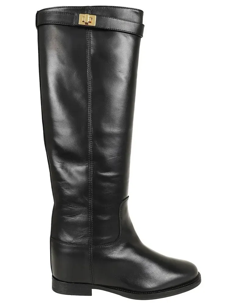 Via Roma 15 Stiefel Ankle Boots With Hook-And-Eye Strap schwarz Schwarz