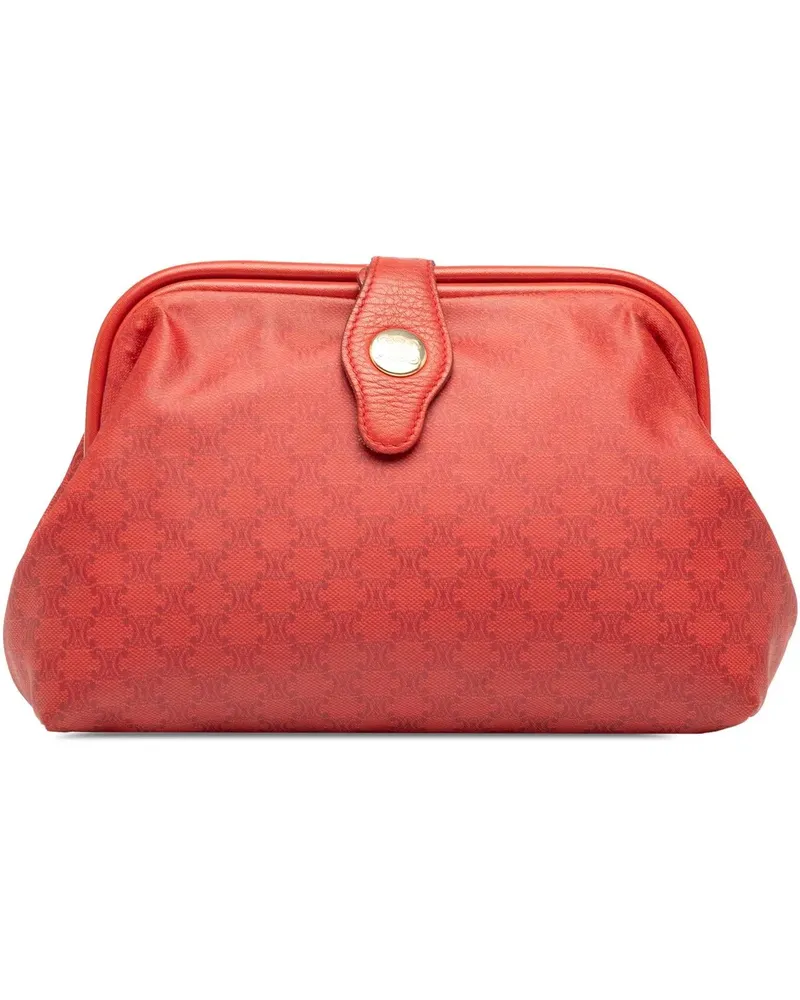 Celine Clutches Macadam Coated Canvas Frame Clutch rot Rot