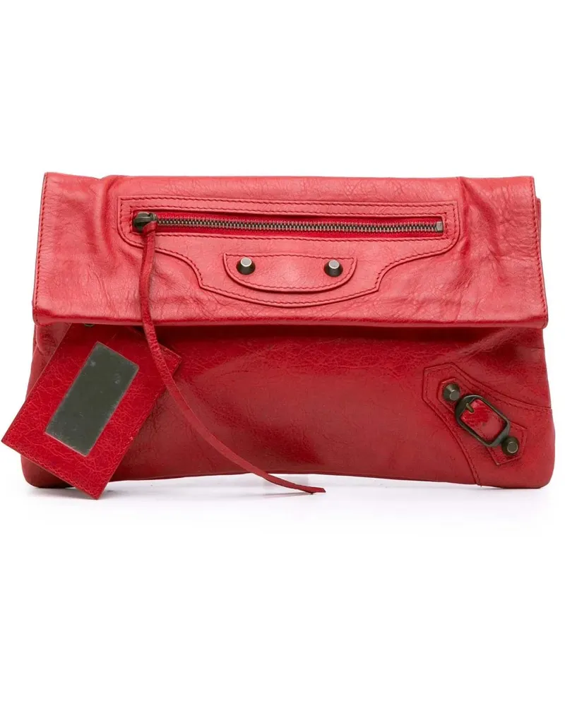 Balenciaga Clutches Lambskin Motocross Classic Envelope Clutch rot Rot