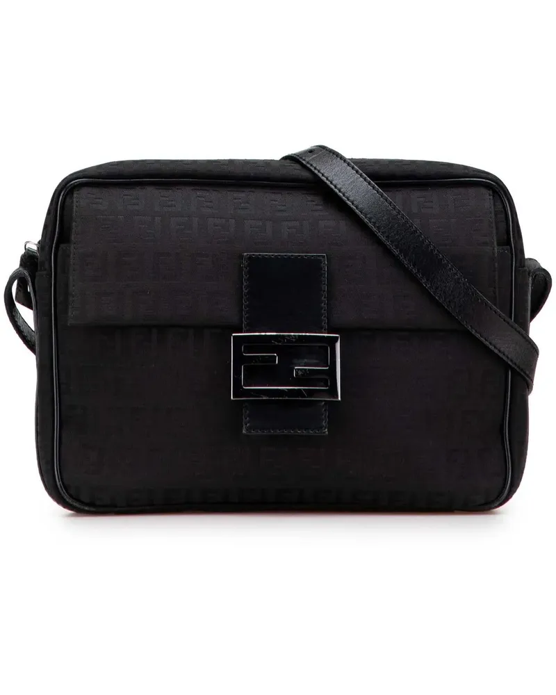 Fendi Hobo Bags Zucchino Canvas Crossbody schwarz Schwarz