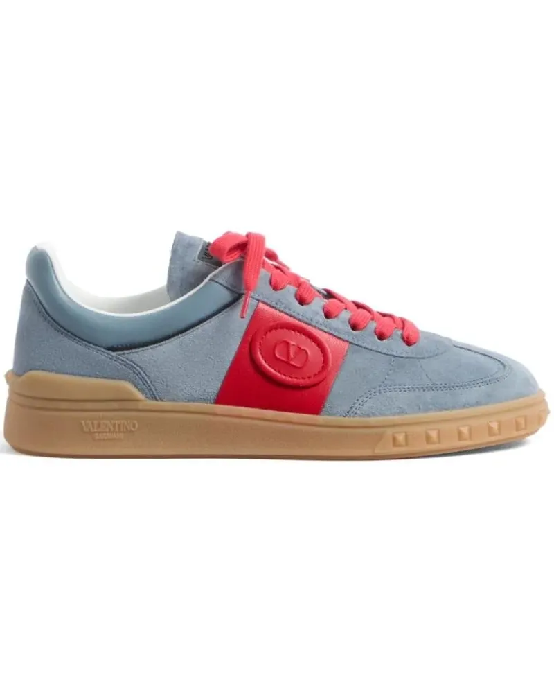 Valentino Garavani Low-Top Sneaker Powder Blue And Bright Red Calf Suede Sneakers schwarz Schwarz