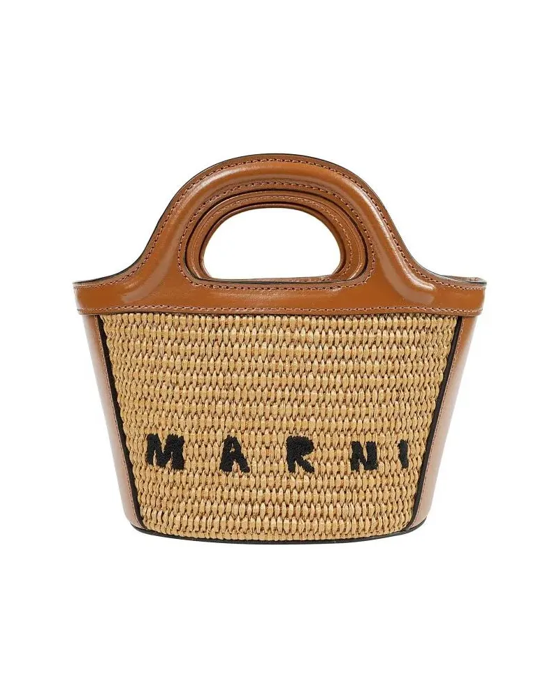Marni Shopper & Totes  Raffia And Leather Tote Bag braun Braun