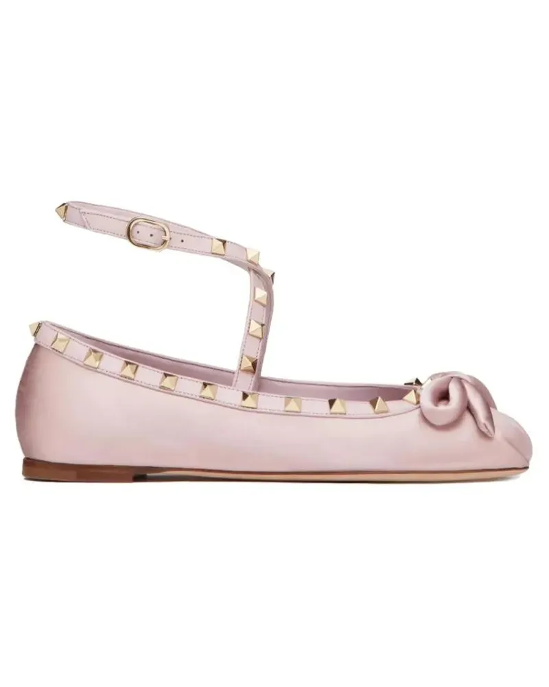 Valentino Garavani Satin "Rockstud" Ballerina pink Rosa