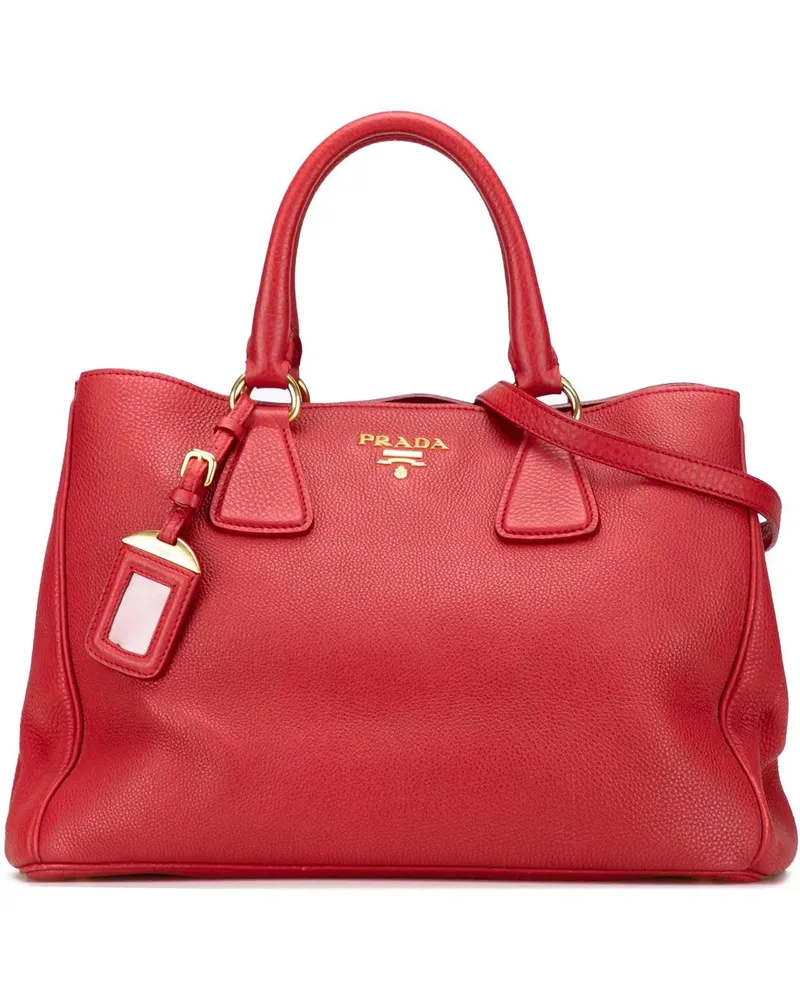 Prada Hobo Bags Vitello Daino Open Convertible Tote rot Rot