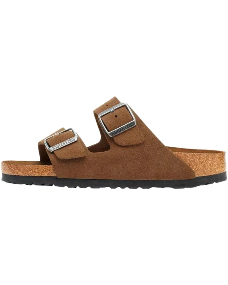 Birkenstock Loafer Ciabatta Arizona Softbed Suede Leather Dark Tea bunt Bunt