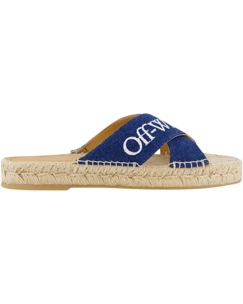 OFF-WHITE Slipper & Pantoletten Dames Criss Cross Slipper Blauw/Wit blau Blau