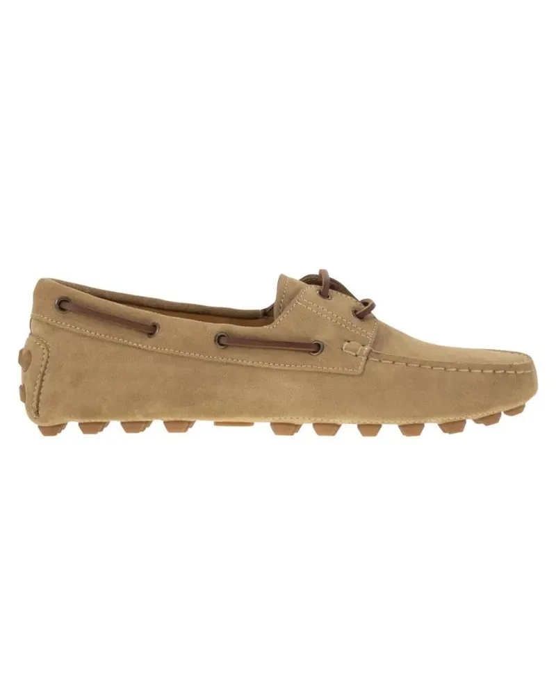 TOD'S Loafer Rubber Bubble Suede Boat beige Beige