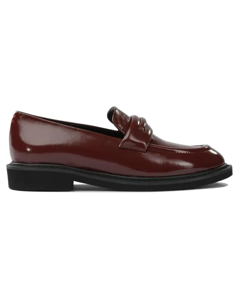 HALMANERA Bordeaux Calf Leather Loafers With Contrasting Rub rot Rot