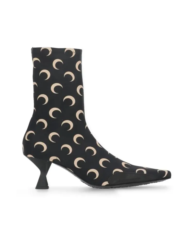 Marine Serre Stiefel Contrasting Color Moon Pattern Boots schwarz Schwarz
