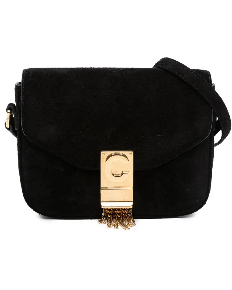 Celine Hobo Bags Small Suede Pampille C Bag schwarz Schwarz