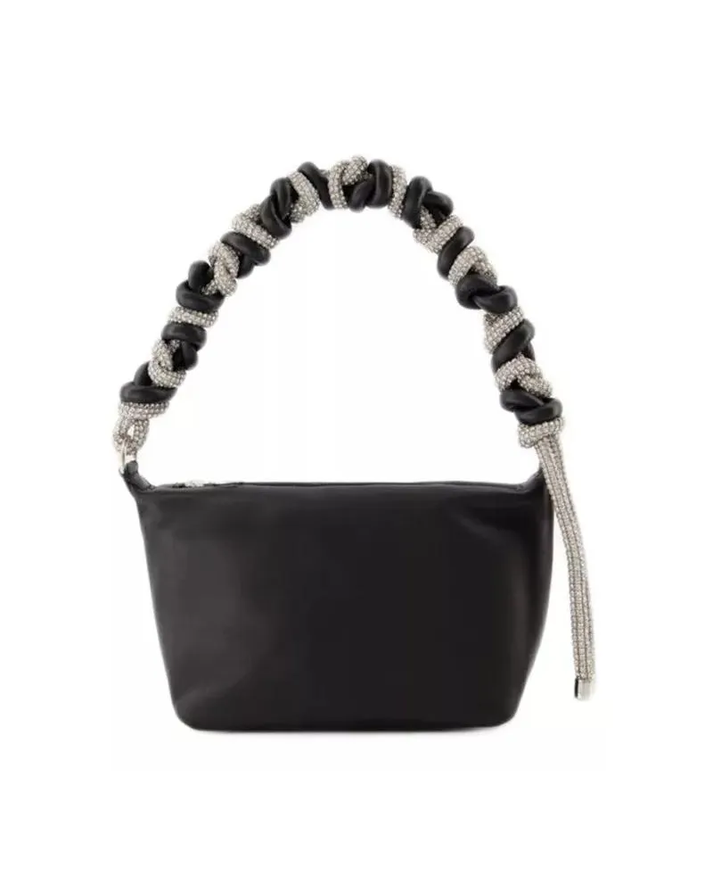 KARA Shopper Crystal Phone Cord Hobo Bag  - Black - Leather Schwarz