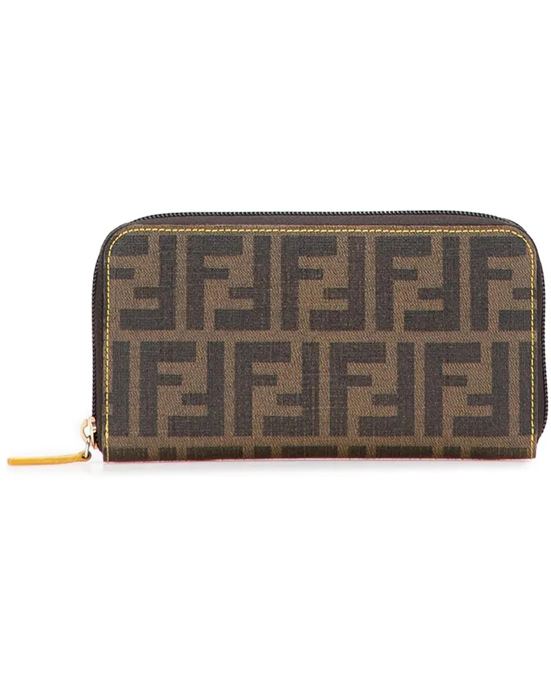 Fendi Portemonnaie Zucca Coated Canvas Zip Around Long Wallet braun Braun