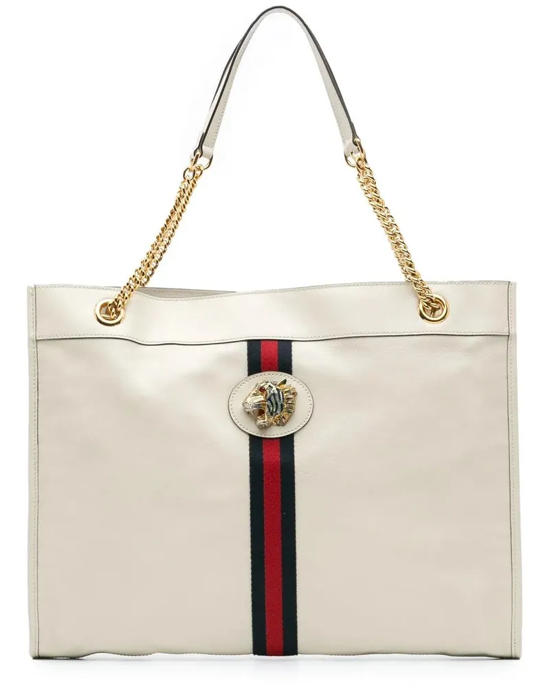 Gucci Shopper 2016-2024 Large Web Leather Rajah Tote weiß Weiß