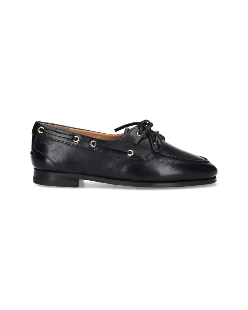 Bally Round Toe Slip-On Moccasins With Tonal Logo Detail schwarz Schwarz
