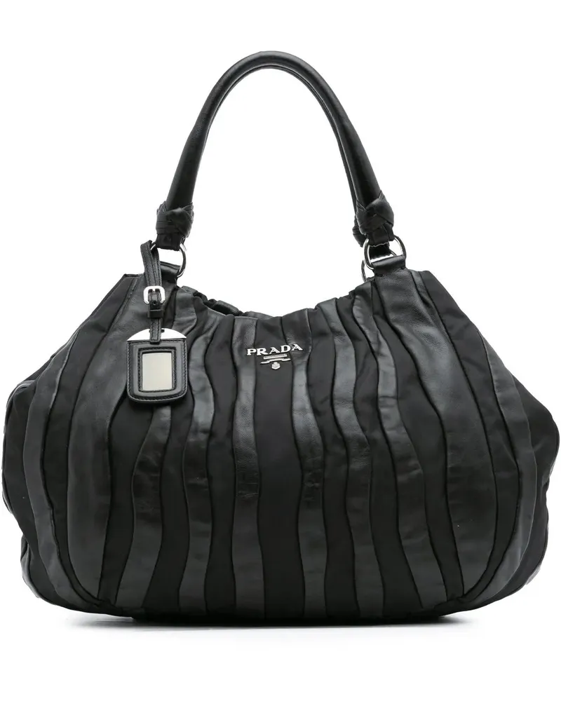 Prada Shopper Tessuto Nappa Waves Tote schwarz Schwarz
