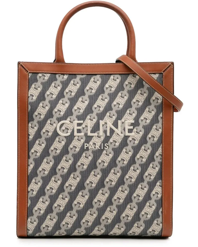 Celine Hobo Bags Small Triomphe Canvas Maillon Vertical Cabas Satch blau Blau