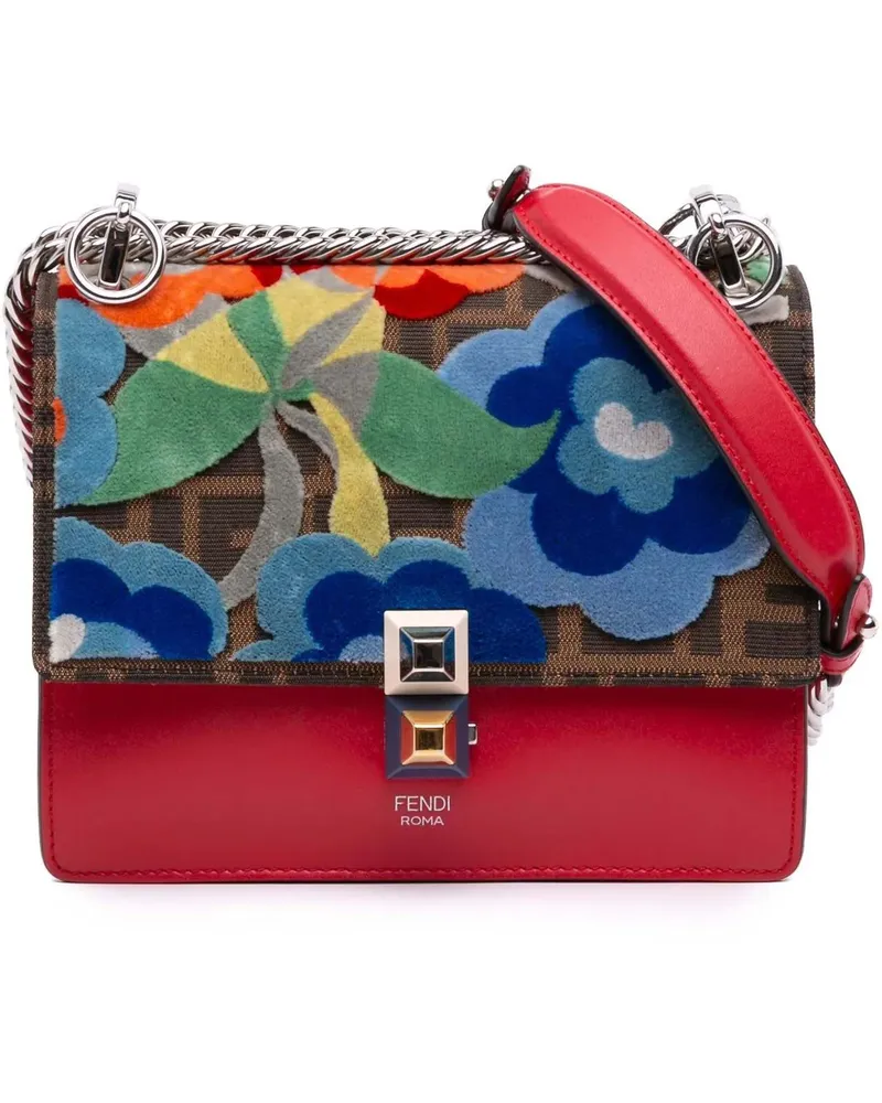 Fendi Hobo Bags Small Velvet Embroidered Zucca Canvas and Leather rot Rot