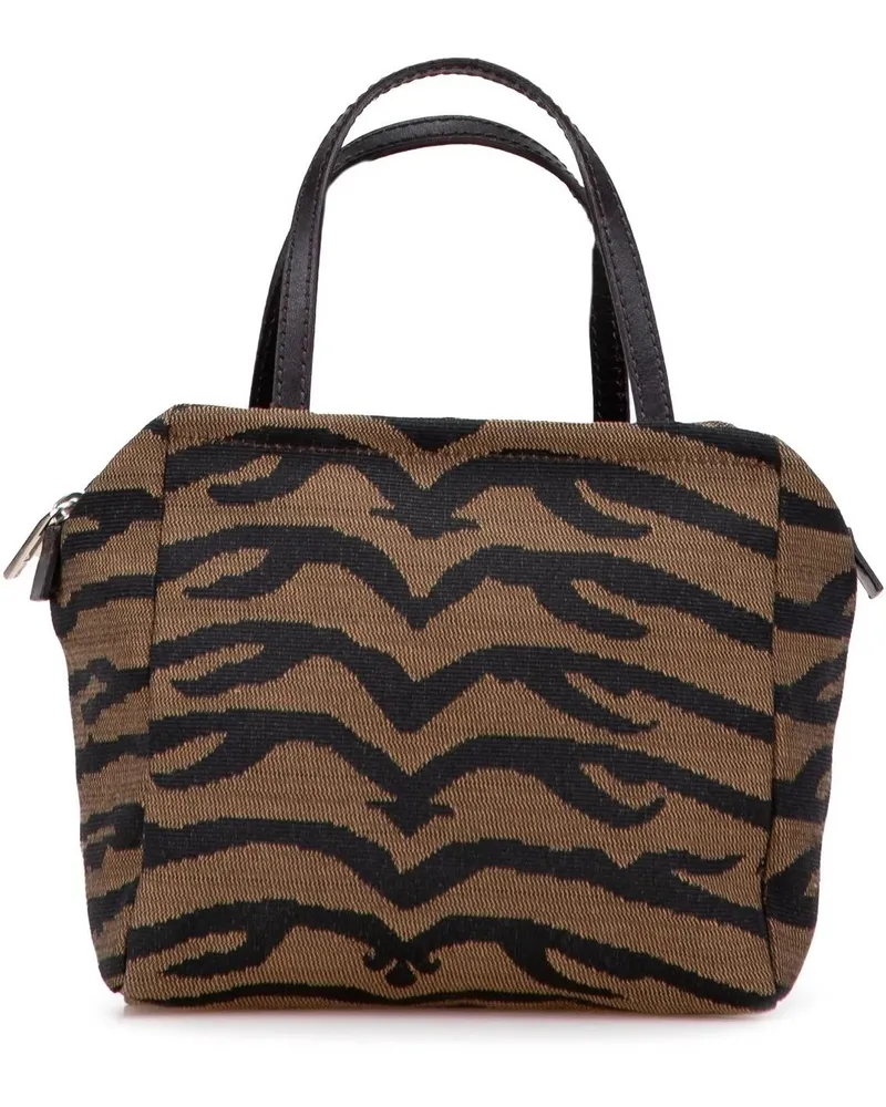 Fendi Crossbody Bags Zebra Print Canvas Handbag braun Braun