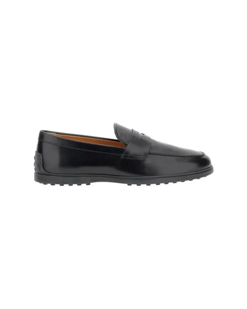 TOD'S Loafer Calfskin Moccasin With Embossed Monogram And Rubbe schwarz Schwarz