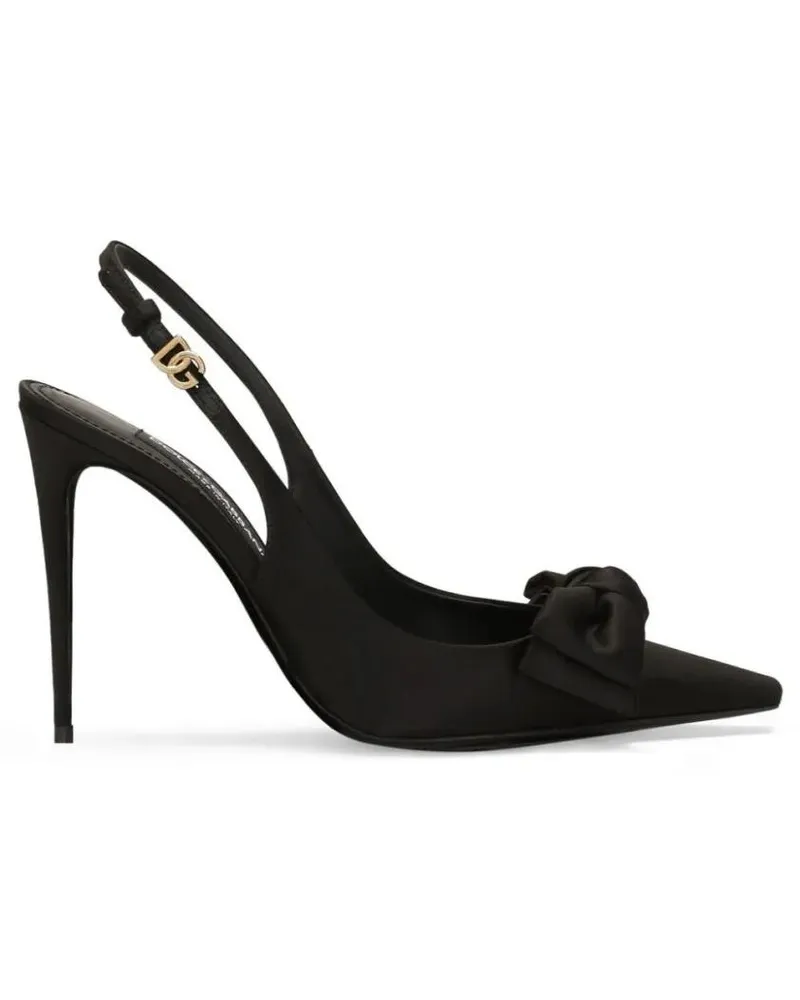Dolce & Gabbana Hohe Schuhe Pointed Toe Slingback Heels With Delicate Bow Acce schwarz Schwarz