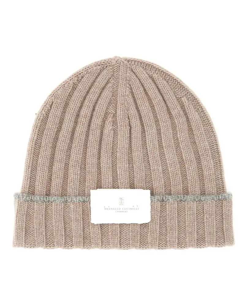 Brunello Cucinelli Caps & Mützen Cashmere Beanie Hat beige Beige