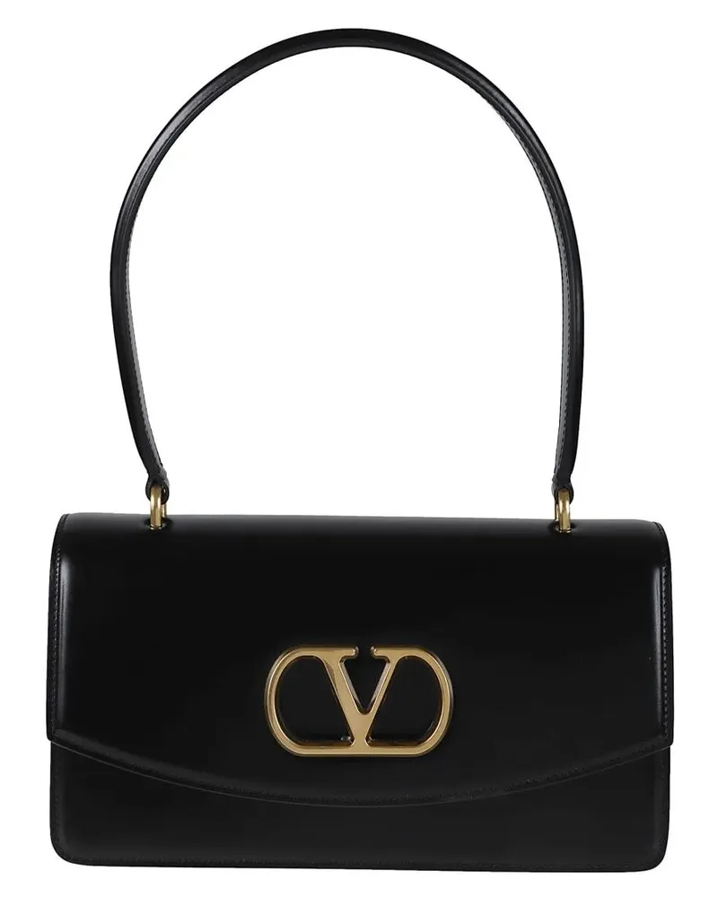 Valentino Garavani Hobo Bags Polished Calfskin Top-Handle Vain Bag schwarz Schwarz